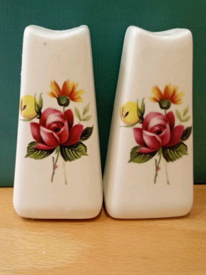 Vintage salt and pepper set used, porcelain