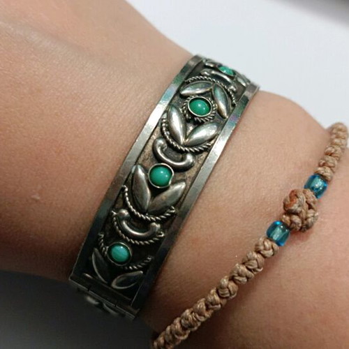 Vintage Italian silver bracelet with turquoise, ALP Italy