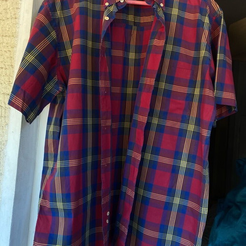 Christian Dior men's short sleeve shirt like new, cotton, blue and red