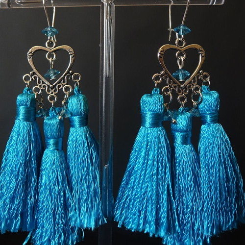 Tassel earrings new, turquoise and silver