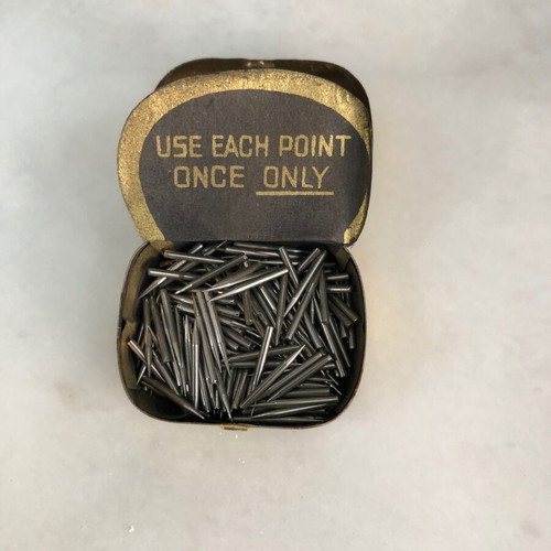 Record player needles used in their box