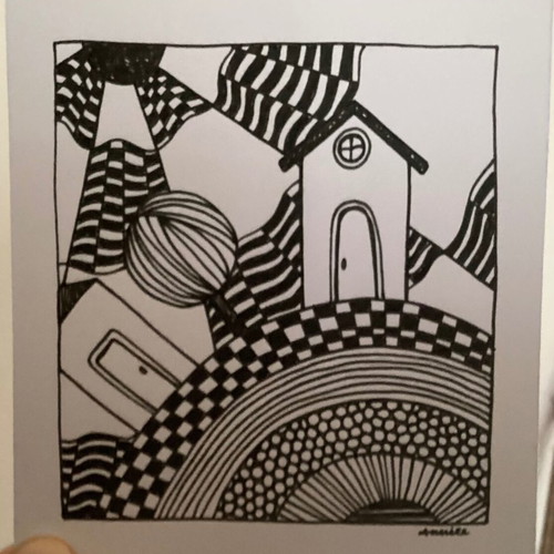 Mini house sketch new, handmade on Bristol 250gr paper