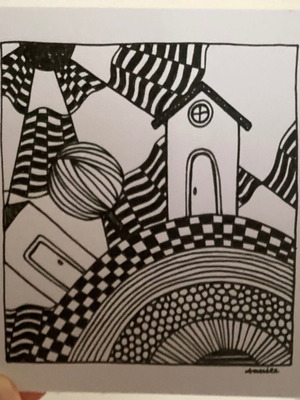 Mini house sketch new, handmade on Bristol 250gr paper