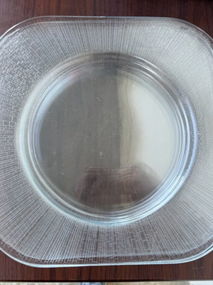 Arcoroc France vintage glass square salad plates set of 6 used with embossed texture