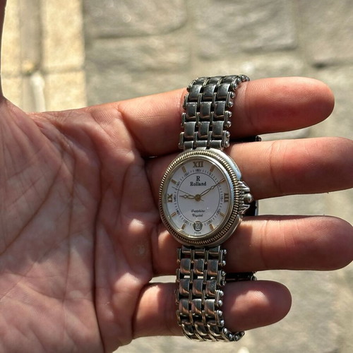 Vintage Rolland Swiss Quartz Sapphire watch stainless steel 3.5 cm