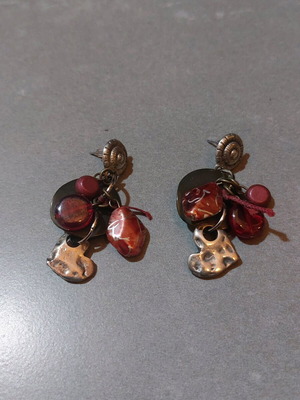 Earrings with hearts made of 925 silver like new, red and silver