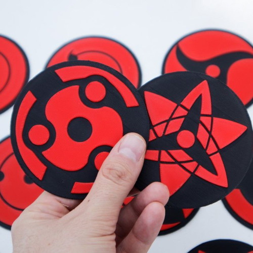 Naruto Sharingan coasters set of 10 new, 3D printed with durable PLA+