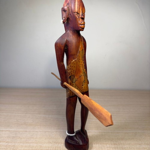 Handmade Maasai couple used, vintage art figures from Kenya 30 cm