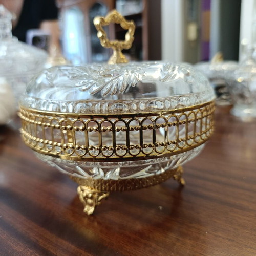 Crystal fondue dish like new with gold details