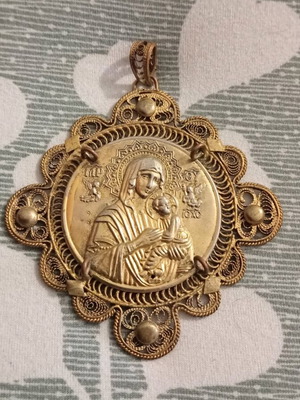 Filigree Metal Silvered Icon like new