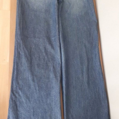 Jeans used with wide leg, low waist, blue