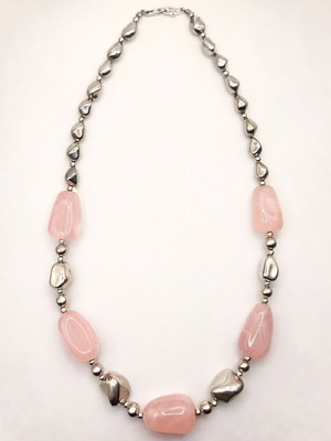 Soft Aura Necklace ασημένιο 925 κολιέ με ροζ χαλαζίες καινούργιο