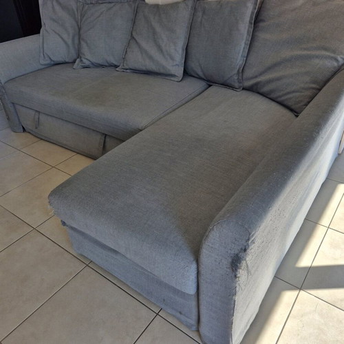 IKEA HOLMSUND corner sofa bed used with storage and washable covers
