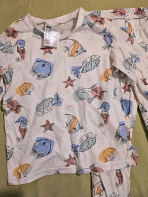 H&M children's pajamas like new, white and turquoise, size 98/104 cm