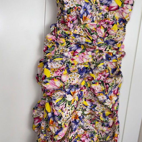 strapless open back dress Pink Floral One Shoulder Frill Detail Dipped Hem Dress – AX Paris