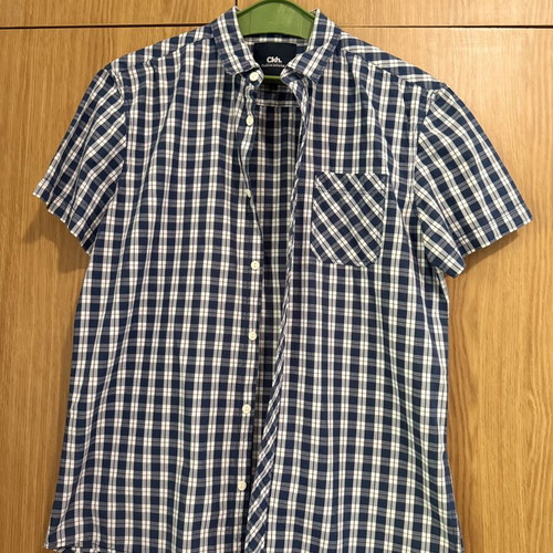 Clockhouse C&A men's checked short-sleeve shirt, size L