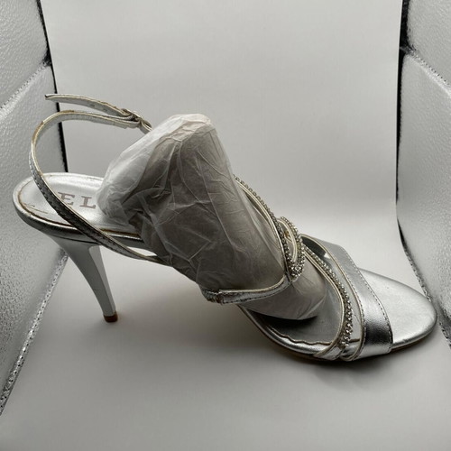 Elite women's silver sandals size 39 with rhinestones used