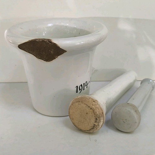 Porcelain pharmaceutical mortar from World War I used