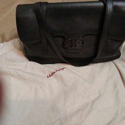 Leather vintage shoulder bag Salvatore Ferragamo used, black