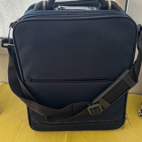 Stratic carry-on suitcase and briefcase bag, black and blue