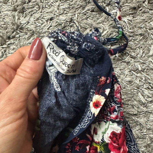 Floral women's romper used, dark blue