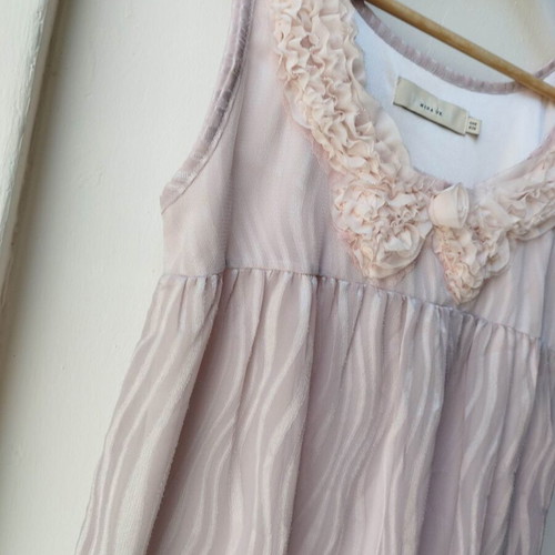 Mina UK Mini Dress blush pink silk-look ruffles size M like new