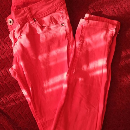 Women's pink pants used, size M, soft denim fabric