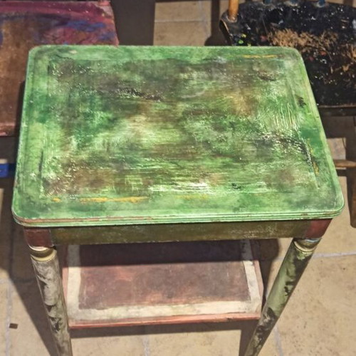 Handpainted wooden tables and chairs like new, unique pieces