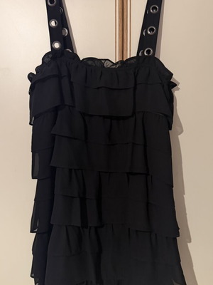 Zara summer dress like new, black, size L with decorative rings