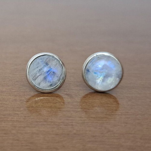 Silver earrings 925 with rainbow moonstone like new