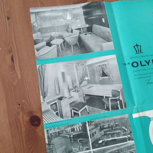 Greek Line Olympia 1958 ship brochure deck plan