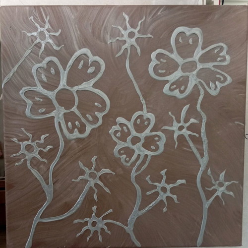 Abstract embossed painting on canvas used, 40x40 cm