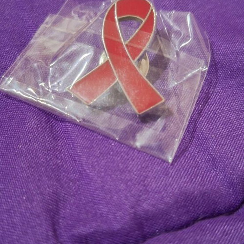 Breast cancer pin new, pink and silver