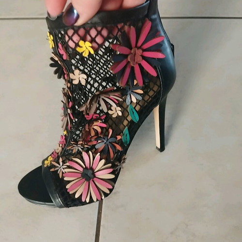Tsakiris Mallas sandals new, black with flowers, size 36