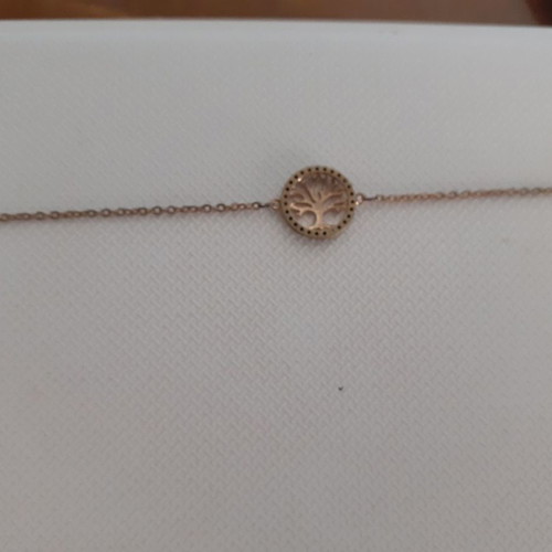 Bracelet new with decorative tree and crystals in gold color