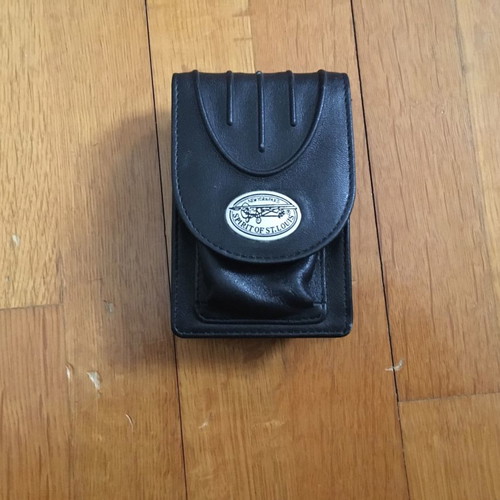 Spirit of St. Louis leather cigarette case and lighter new, black