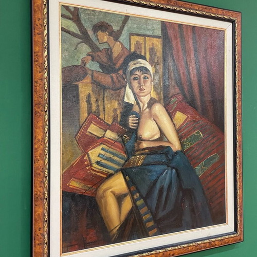 Oil painting used by W. Douglas with carved frame