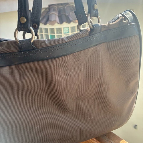 Samsonite shoulder bag used, dark beige with two zip compartments
