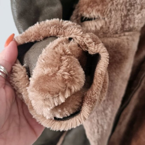 Coat new, unworn with fur inside, warm, khaki