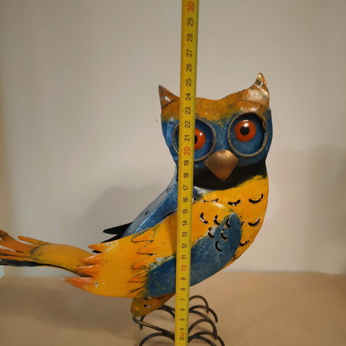 Metal Owl with Candle Holder like new