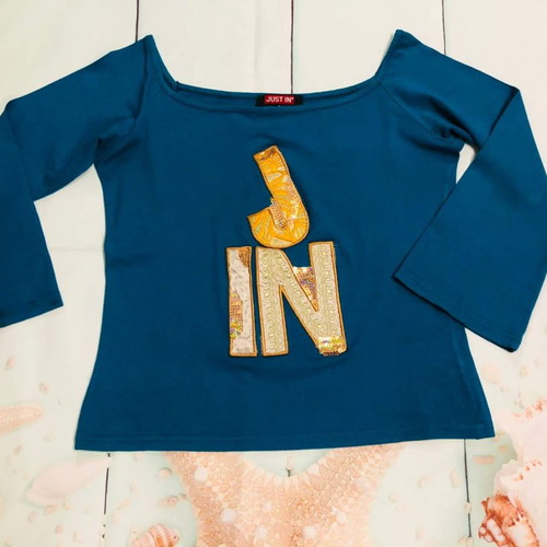 Just In blouse size M like new, blue and yellow