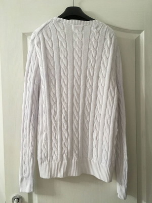 Polo Ralph Lauren cable-knit sweater, unisex, size S, white cotton