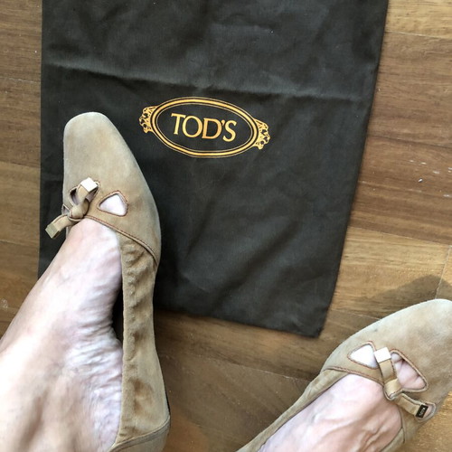 Tod's camel suede ballerina flats size 38.5