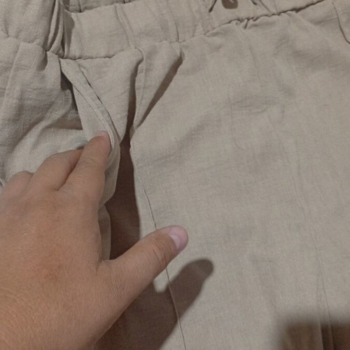 Set palazzo pants and shirt like new, size Large, beige