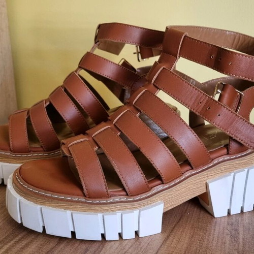 Favela Flatform Sandals No38 Like New Brown Leather
