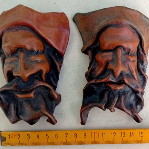 Leather decorative masks handmade set of 2 like new