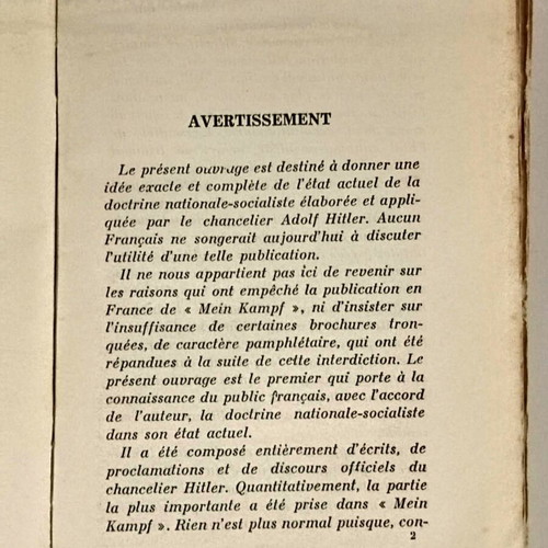 Ma Doctrine book by Adolf Hitler used, French edition 1938