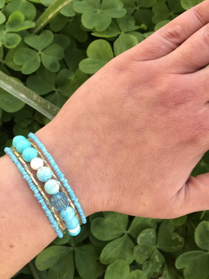 Multistrand Blue Bracelet with Eye and Five Rows of Beads