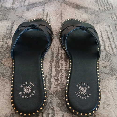 Tsakiris Mallas flat sandals used, size 38, black