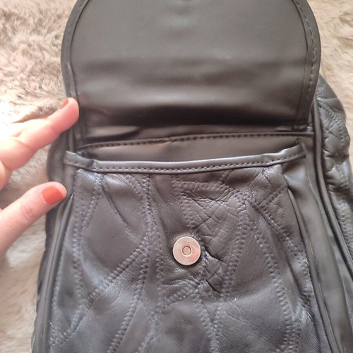 Vintage leather backpack bag new, black, 80-90s
